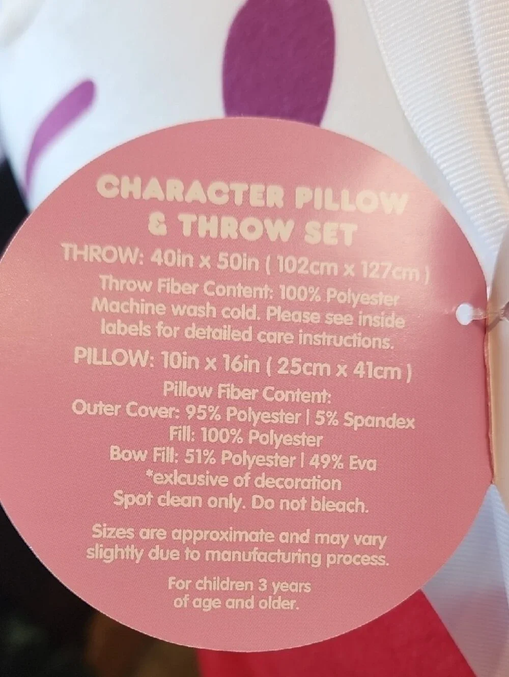 SANRIO HELLO KITTY White Pillow & BLANKET WRAPPED IN A WHITE RIBBON BOW
